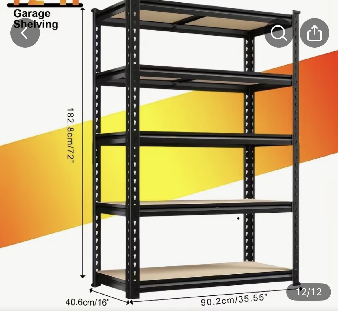 Garage Shelving ( W 36”x D 16” x H 72”)