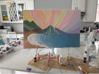 German artist- 24x36 acrylic painting beach
