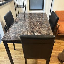 Marble Dining Table with 3 Chairs