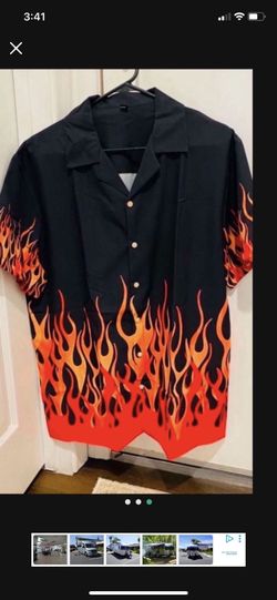 Top Style Flame Shirt Got Large And XL, Dressy Casual Great Fashion"