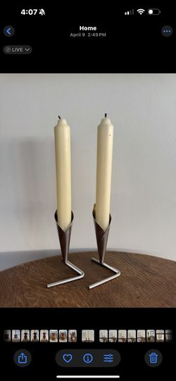 Hans Jensen Denmark Stainless Steel Calla Lily Candle Holders