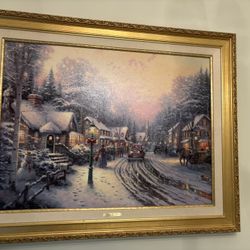 Thomas Kinkade Oil On Canvas Christmas Village