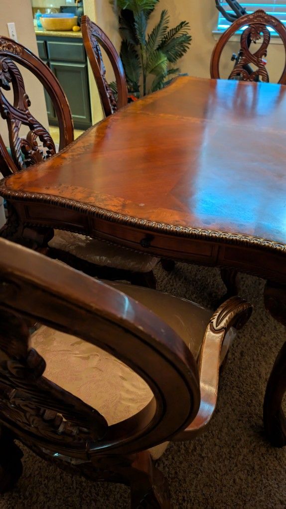 Wooden Dinning Table W/ 6 Chairs