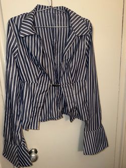✨ New Striped Long Sleeve Blouse with Bell Sleeves - Size M