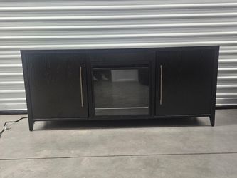 Electric fireplace with cabinets on side