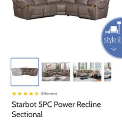 Starbot 5PC Power Recline Sectional