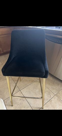4 Black Velvet Counter Height Stools