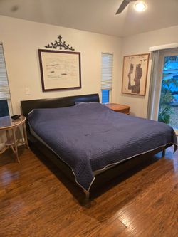 Beautiful king size bed in brown cabinet Walnut