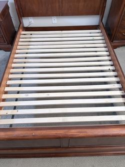Traditional Cherry Finish Wood Head board and frame