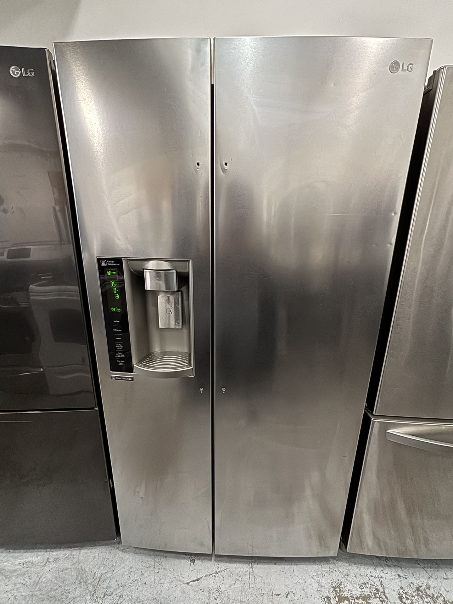 36” Stainless Steel LG Side By Side Refrigerator In Excellent Condition!
