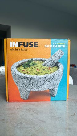 INFUSE 8 in Granite Molcajete Mortar and Pestle