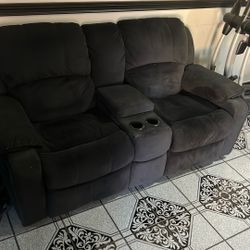 Free Reclining Black Couch 