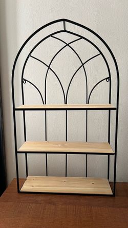 Iron and Wood Cathedral Style 30” H Shelf