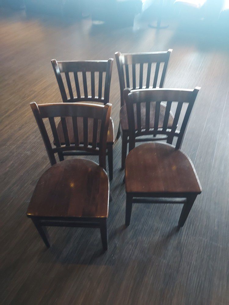 4 Solid Wood Restaurant Style Chairs