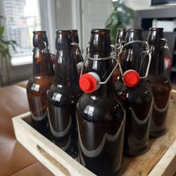 16 oz Flip Top Amber Glass Bottles – Home Brewing / Kombucha