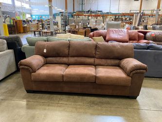 ASHLEY Dappled Brown Leather Sofa with Double Padded Arms