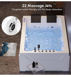homary 73-Inch Whirlpool Bathtub with 20 Jets