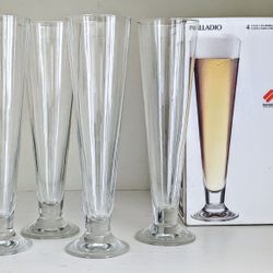 Set of 4 Palladio Italian Crystal Pilsner Beer Glasses by Bormioli Rocco 17¼oz