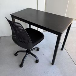 New In Box 40x20x30 Inches Tall Black Desk Table With Pink White Office Chair Combo Set 