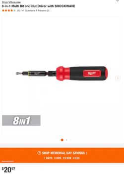 Milwaukee 8-in-1 Multi Bit and Nut Driver with SHOCKWAVE