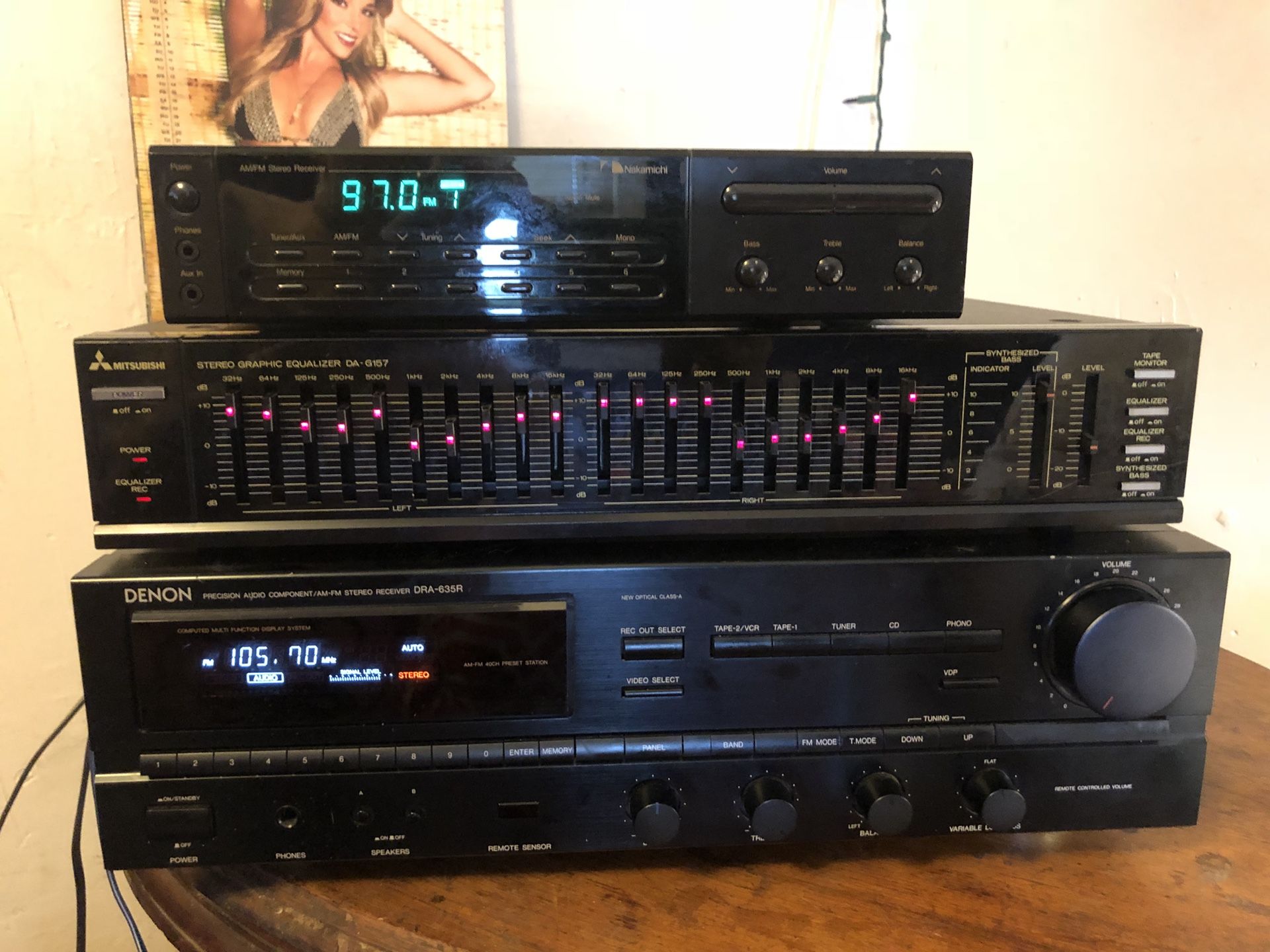 NAKAMICHI & DENON DRA 635R recievers and MITSUBISHI 10BAND EQUALIZER ALL WORK MINT