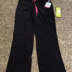 Women's Standard Drawstring Scrub Pants Black Size Small Soft 4-Way Stretch Wrinkle Resistant