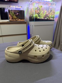 Platform Crocs In Bone Color