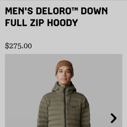 Mountain Hardware Down Zip Jacket Deloro Mens Size M, NEW!