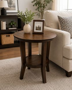 NEW Liberty Furniture Ventura Blvd Round End Table – Walnut – Already Assembled
