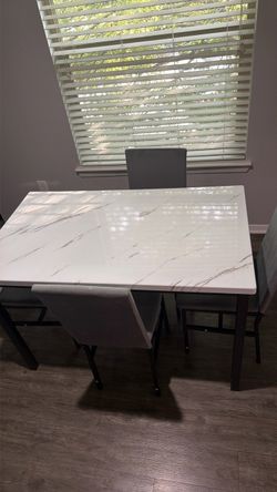 Marble Top Dining Table with Chairs