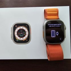 Apple Watch Ultra 49mm Titanium Case with Orange Alpine Loop, Large (GPS +...