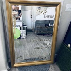Large Gold “You Look Stunning Mirror” Wedding Mirror Rectangle 50” Tall - 3 Feet Wide
