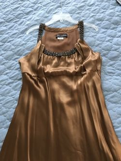 Women's dress, bronze/brown beaded, size 14