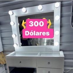 Makeup Vanity Desks With Mirror Lights 