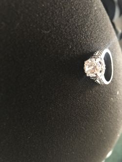 White gold white sapphire ring 7 1/2