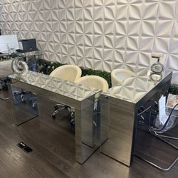 Mirror Style Desks - 4 piece Set With Crystals 