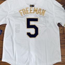  White with black and gold 2025 championship Freddie freeman dodgers Jersey                      