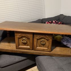 Wood Table W/ Cabinet