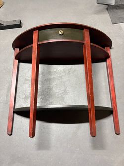 Half Moon Wood Side Table with Drawer