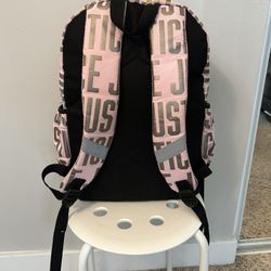 Justice Girls’ Backpack with Free Lanyard Metallic Pink