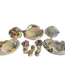 Lot of 13 Vintage Porcelain Floral Plants Assortments & Baskets