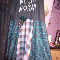 Witchy Woman Plus Size Patchwork T-shirt Dress 3XL 