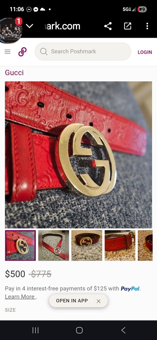 Gucci Belt With Letter Of Authenticity