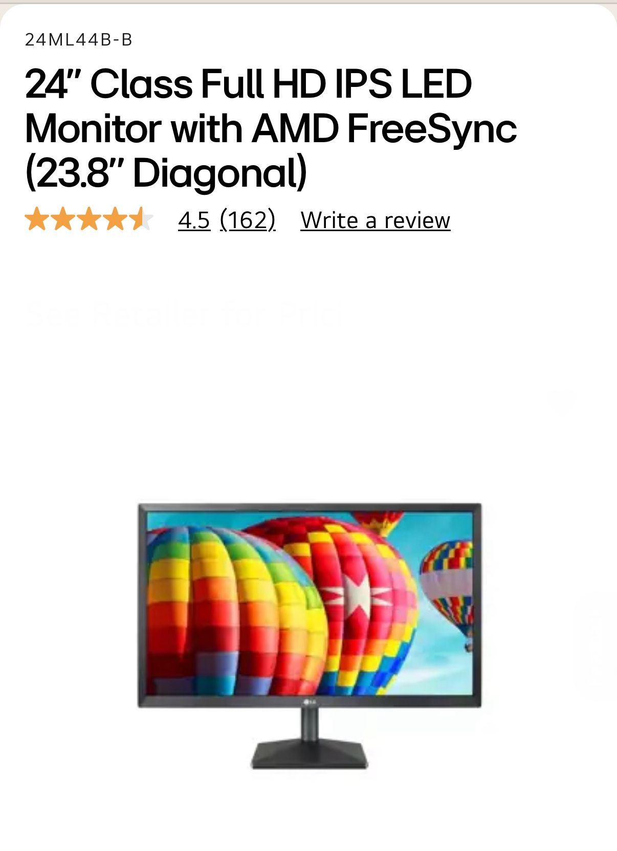 LG 24'' Class Full HD IPS LED Monitor