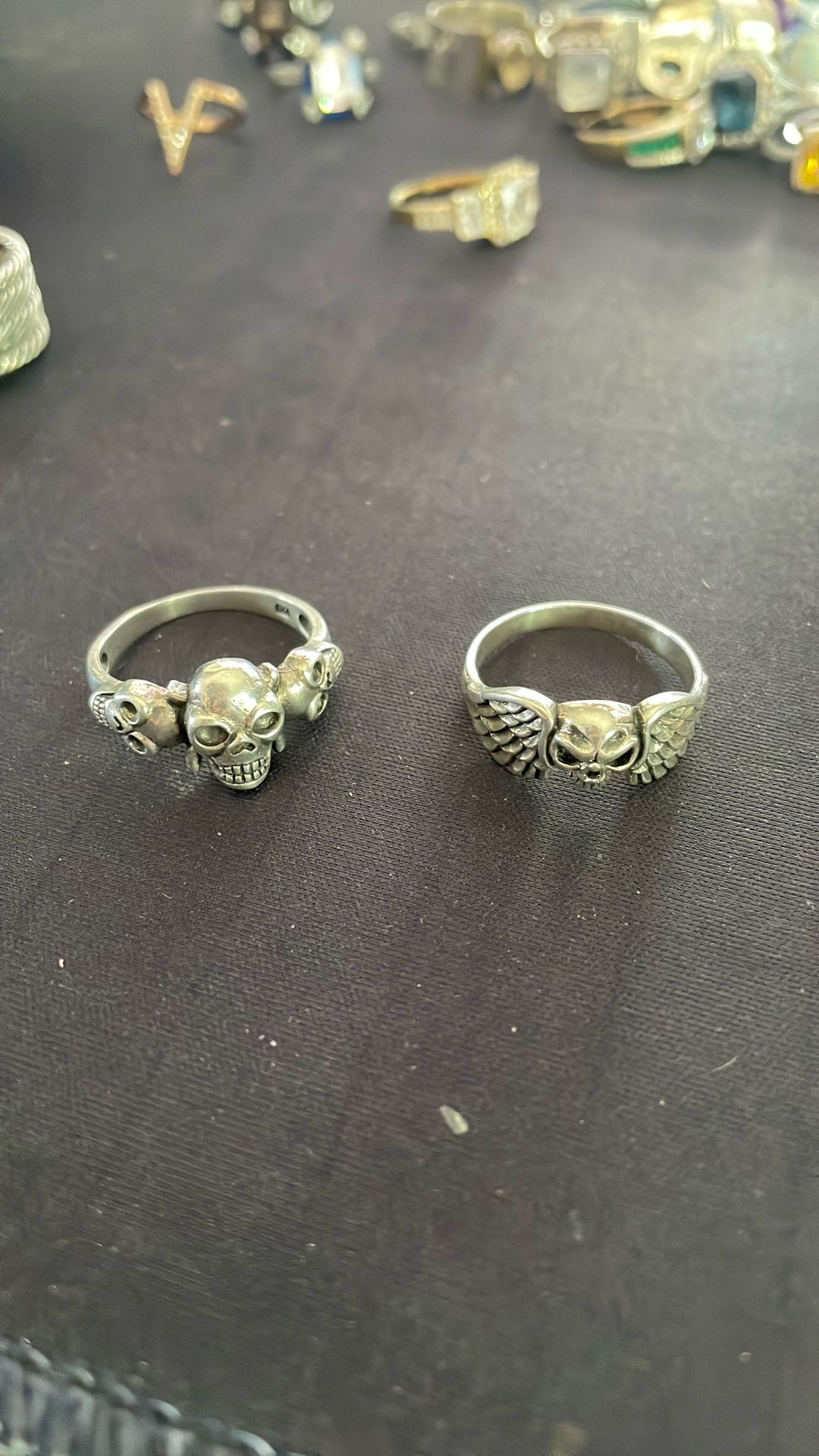 2 Sterling Silver Skull Size 9 Rings