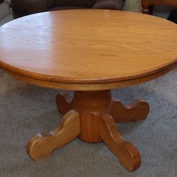 49" Across Pine Pedestal Table With 4 Chairs And Felt Cover 
