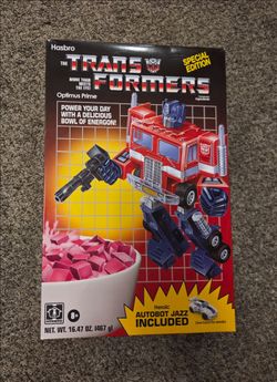 Transformers SDCC Exclusive Optimus Prime & Autobot Jazz Cereal Box Set, NEW!