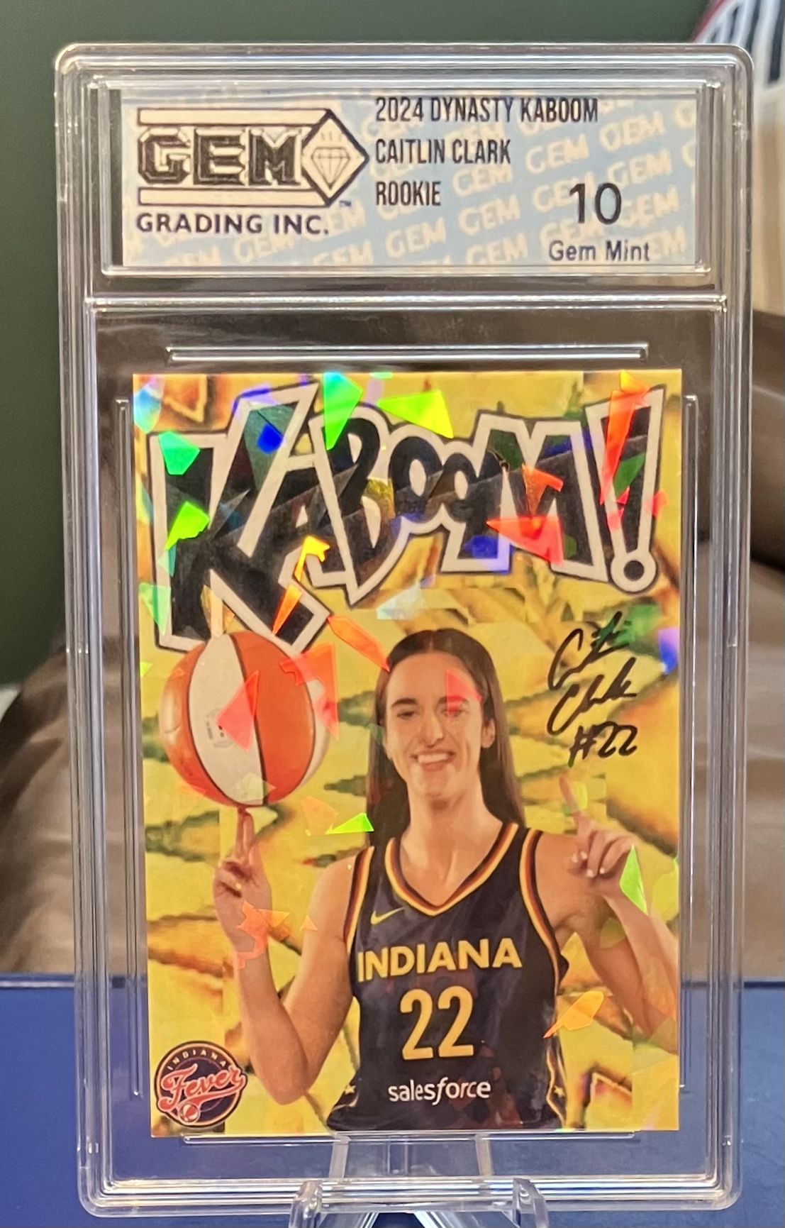 Caitlin Clark Rookie kaboom holo cracked ice card! Made by Dynasty! GEM Mint 10!