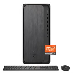 HP - OmniDesk Desktop - AMD Ryzen 3 - 8GB DDR5 Memory - 256GB SSD - Gray Wood