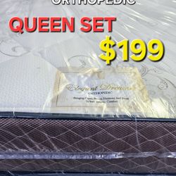 ORTHOPEDIC  !!! QUEEN SET $199 __ MATTRESS AND BOX SPRING 
